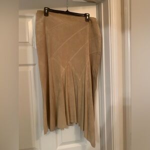 Suede Leather Skirt with Side Zipper & Asymmetric Cut